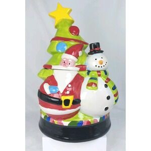 Cookie Jar Santa Tree Snowman Frosty Ceramic Treat Canister Modern Christmas